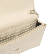 Picture of Saint Laurent Cross Body Envelope Wallet on Chain in White, Leather