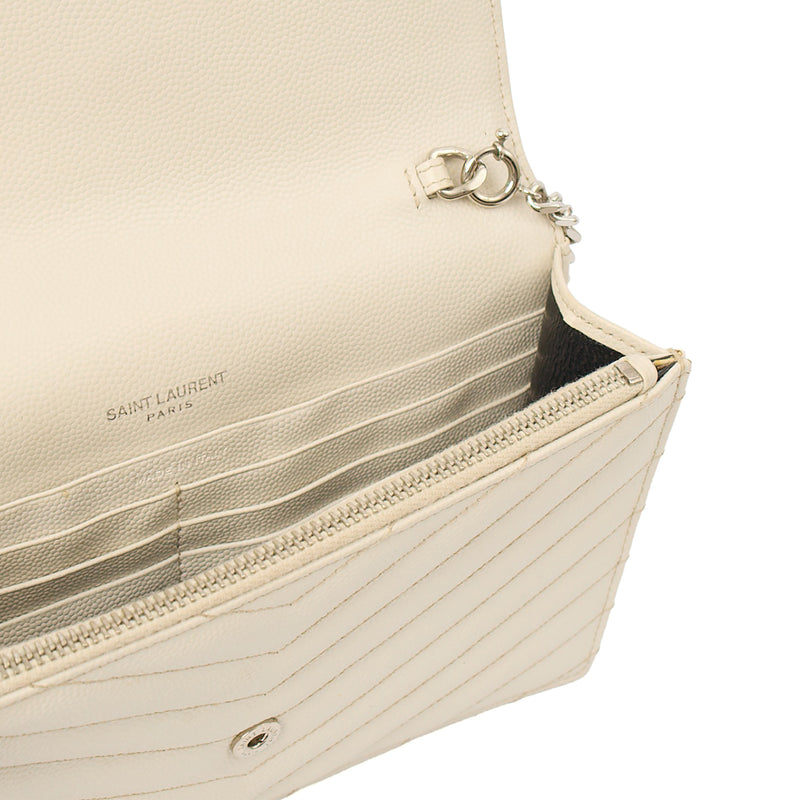 Picture of Saint Laurent Cross Body Envelope Wallet on Chain in White, Leather