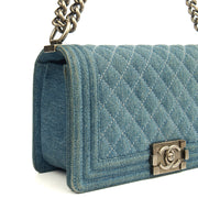 Picture of Chanel Shoulder Bag Boy - Medium in Blue, Fabric