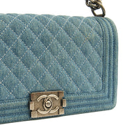 Picture of Chanel Shoulder Bag Boy - Medium in Blue, Fabric