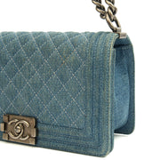 Picture of Chanel Shoulder Bag Boy - Medium in Blue, Fabric