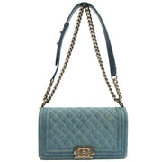 Picture of Chanel Shoulder Bag Boy - Medium in Blue, Fabric