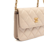 Picture of Chanel Cross Body Pearl Crush Square Flap Bag - Mini in Cream, Lambskin Leather