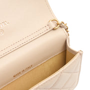 Picture of Chanel Cross Body Pearl Crush Square Flap Bag - Mini in Cream, Lambskin Leather
