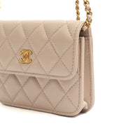 Picture of Chanel Cross Body Pearl Crush Square Flap Bag - Mini in Cream, Lambskin Leather