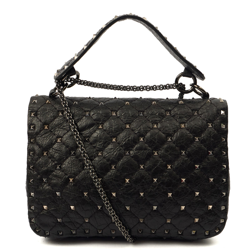 Picture of Valentino Shoulder Bag Rockstud Spike Medium in Black, Calfskin