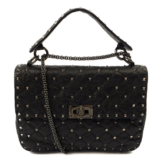 Picture of Valentino Shoulder Bag Rockstud Spike Medium in Black, Calfskin