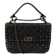 Picture of Valentino Shoulder Bag Rockstud Spike Medium in Black, Calfskin