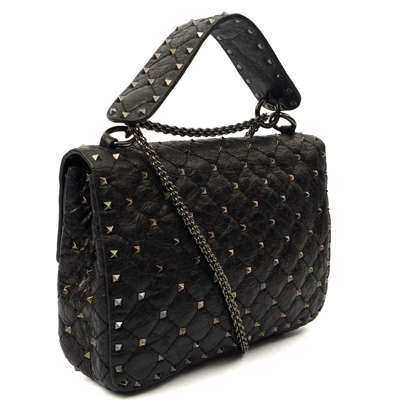 Picture of Valentino Shoulder Bag Rockstud Spike Medium in Black, Calfskin