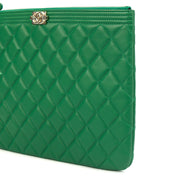 Picture of Chanel Clutch Boy Clutch in Green, Lambskin Leather
