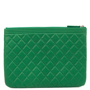 Picture of Chanel Clutch Boy Clutch in Green, Lambskin Leather