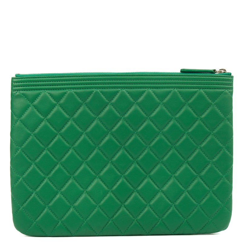 Picture of Chanel Clutch Boy Clutch in Green, Lambskin Leather
