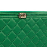 Picture of Chanel Clutch Boy Clutch in Green, Lambskin Leather