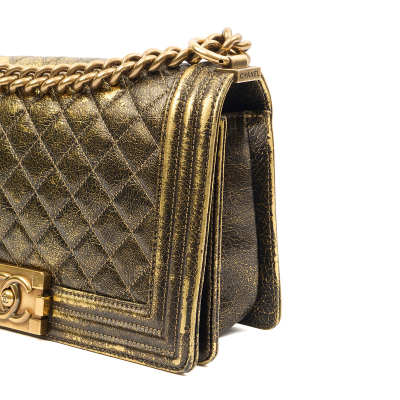 Picture of Chanel Shoulder Bag Boy - Medium in Metallic, Crinkled Calfskin Leather