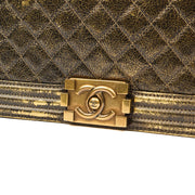 Picture of Chanel Shoulder Bag Boy - Medium in Metallic, Crinkled Calfskin Leather