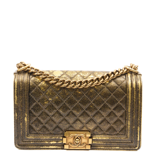 Picture of Chanel Shoulder Bag Boy - Medium in Metallic, Crinkled Calfskin Leather