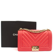 Picture of Chanel Shoulder Bag Boy - Medium in Pink, Calfskin Leather