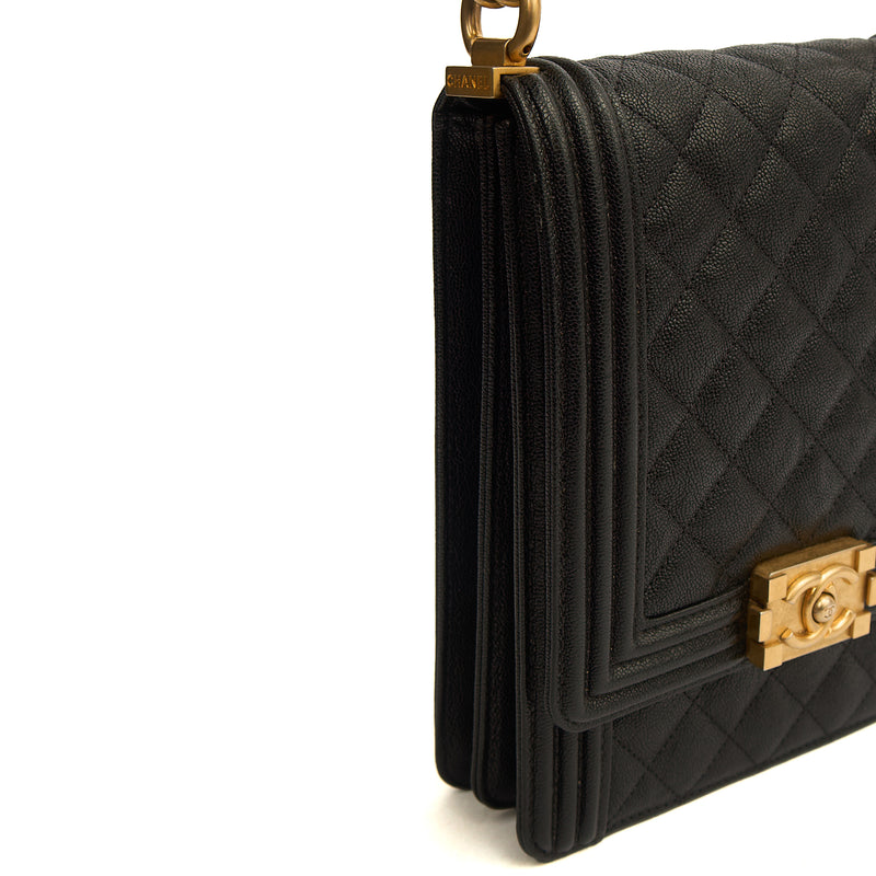 Picture of Chanel Shoulder Bag North South Boy in Black, Caviar Leather