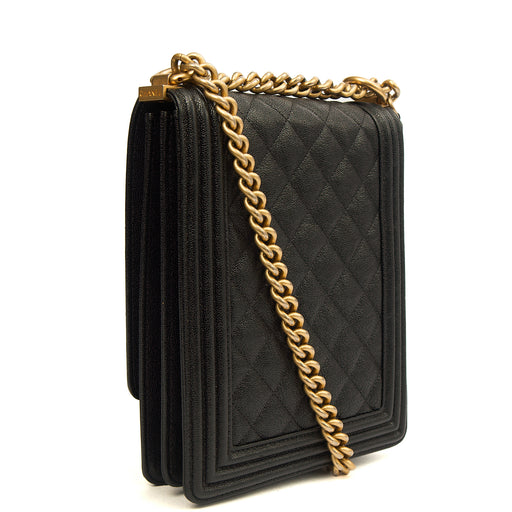 Picture of Chanel Shoulder Bag North South Boy in Black, Caviar Leather