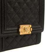 Picture of Chanel Shoulder Bag North South Boy in Black, Caviar Leather