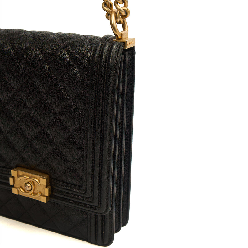 Picture of Chanel Shoulder Bag North South Boy in Black, Caviar Leather