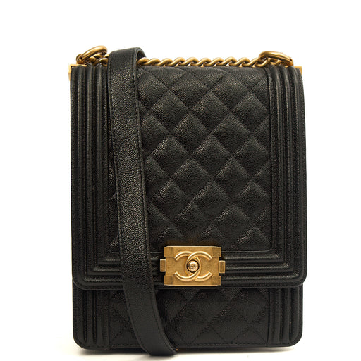 Picture of Chanel Shoulder Bag North South Boy in Black, Caviar Leather