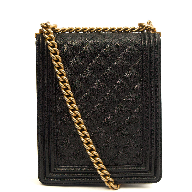 Picture of Chanel Shoulder Bag North South Boy in Black, Caviar Leather