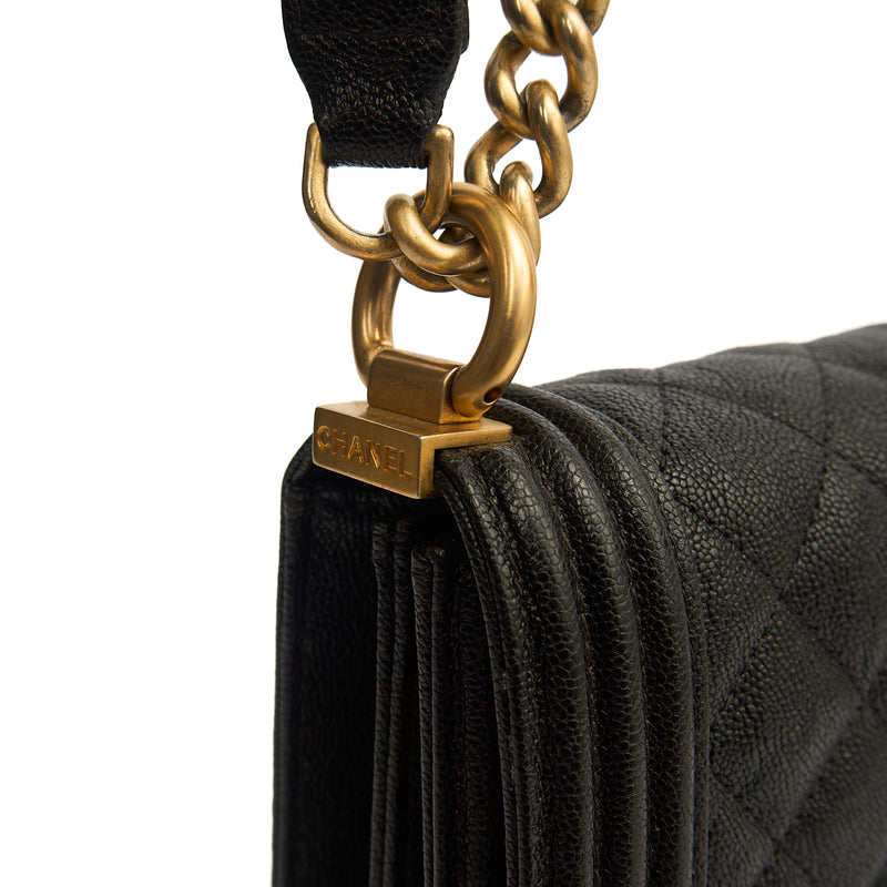 Picture of Chanel Shoulder Bag North South Boy in Black, Caviar Leather