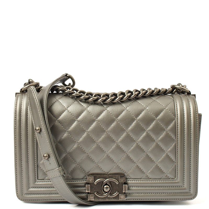 Picture of Chanel Cross Body Boy - Medium in Metallic, Leather