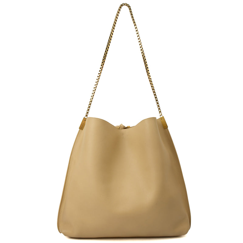 Picture of Saint Laurent Tote Suzanne Hobo in Neutral, Calfskin Leather