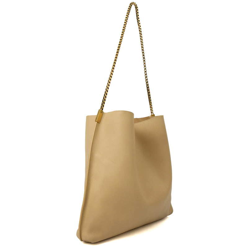 Picture of Saint Laurent Tote Suzanne Hobo in Neutral, Calfskin Leather