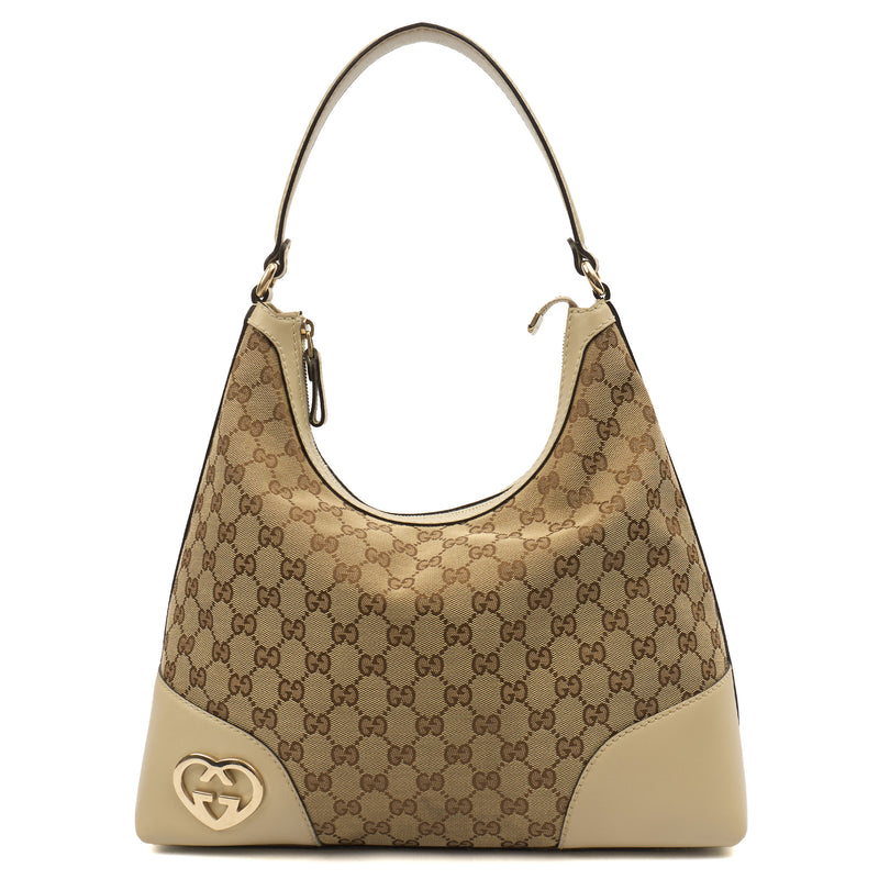 Picture of Gucci Tote Lovely Heart Hobo Bag - Large in Neutral, GG Canvas