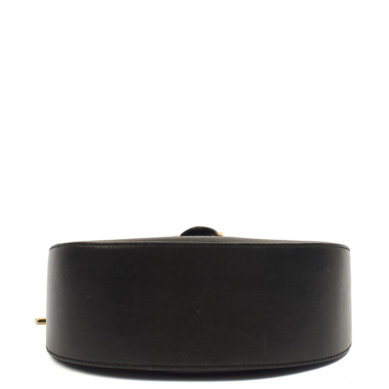 Picture of Aspinal of London Cross Body Portobello Saddle Bag in Black, Leather