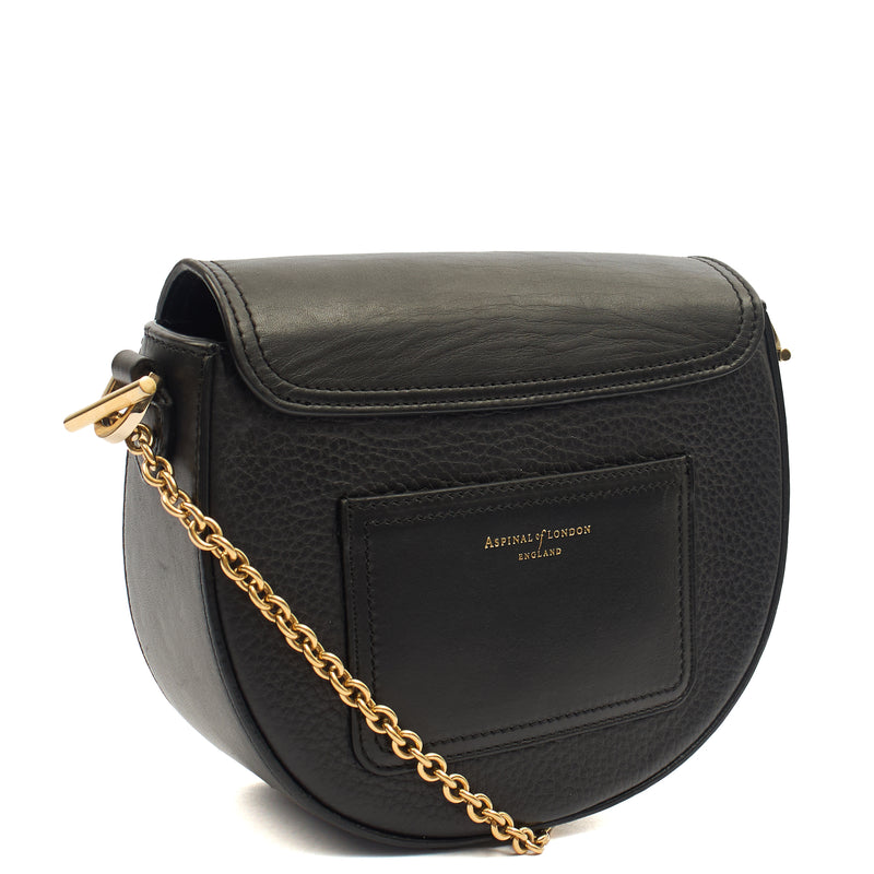 Picture of Aspinal of London Cross Body Portobello Saddle Bag in Black, Leather