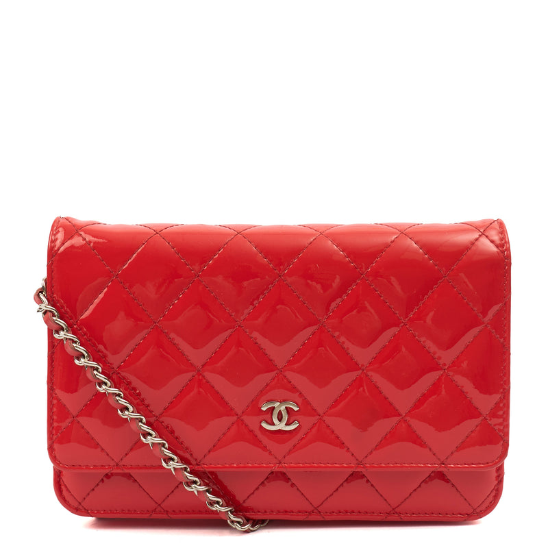 Picture of Chanel Cross Body Wallet on Chain in Red, Patent Leather