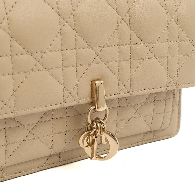 Picture of Christian Dior Cross Body My Dior Daily Chain Pouch in Neutral, Cannage Quilted Grain Skin