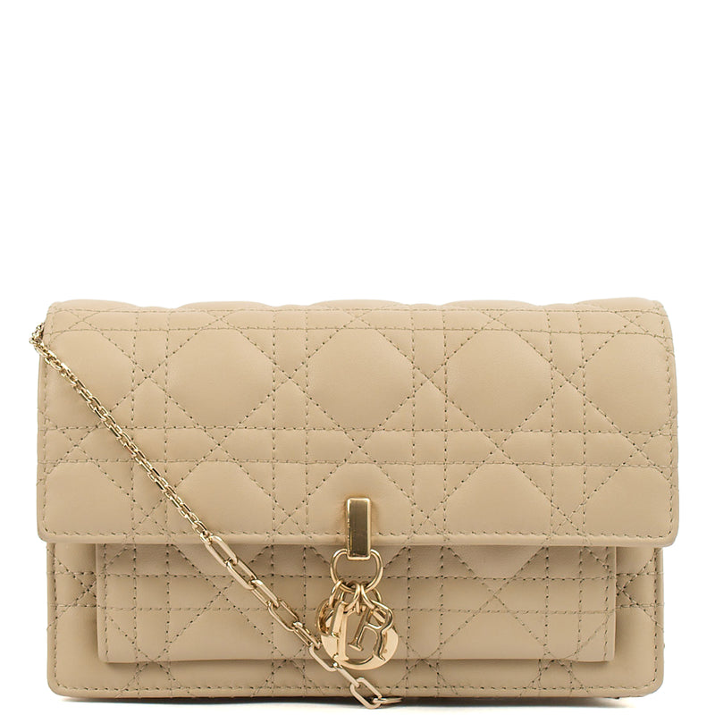 Picture of Christian Dior Cross Body My Dior Daily Chain Pouch in Neutral, Cannage Quilted Grain Skin