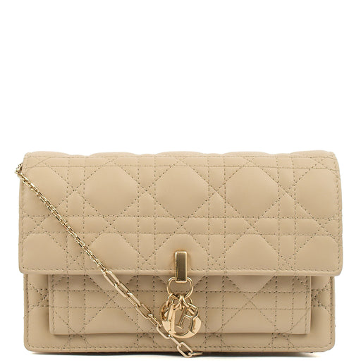 Picture of Christian Dior Cross Body My Dior Daily Chain Pouch in Neutral, Cannage Quilted Grain Skin
