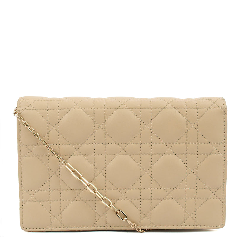 Picture of Christian Dior Cross Body My Dior Daily Chain Pouch in Neutral, Cannage Quilted Grain Skin