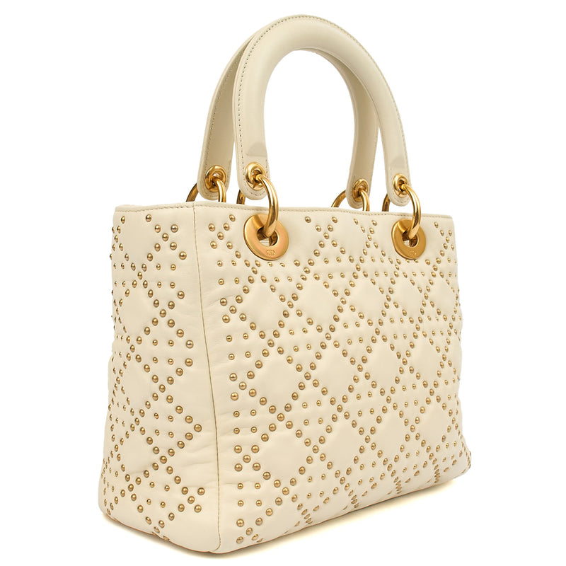 Picture of Christian Dior Tote Lady Dior - Medium in White, Calfskin