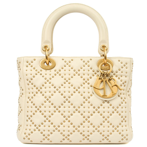Picture of Christian Dior Tote Lady Dior - Medium in White, Calfskin