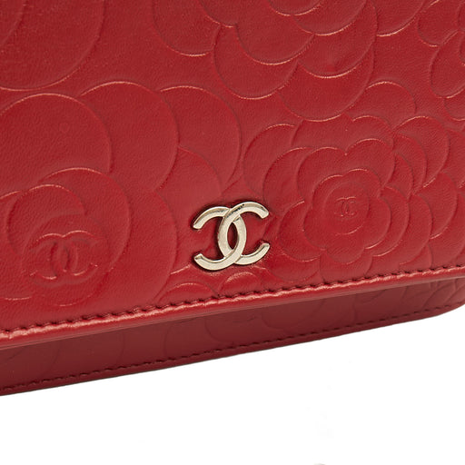 Picture of Chanel Cross Body Camellia - Wallet On Chain in Red, Lambskin Leather