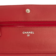 Picture of Chanel Cross Body Camellia - Wallet On Chain in Red, Lambskin Leather