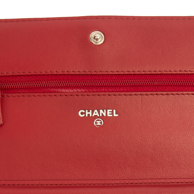 Picture of Chanel Cross Body Camellia - Wallet On Chain in Red, Lambskin Leather
