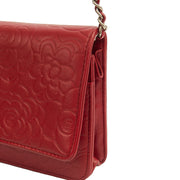 Picture of Chanel Cross Body Camellia - Wallet On Chain in Red, Lambskin Leather