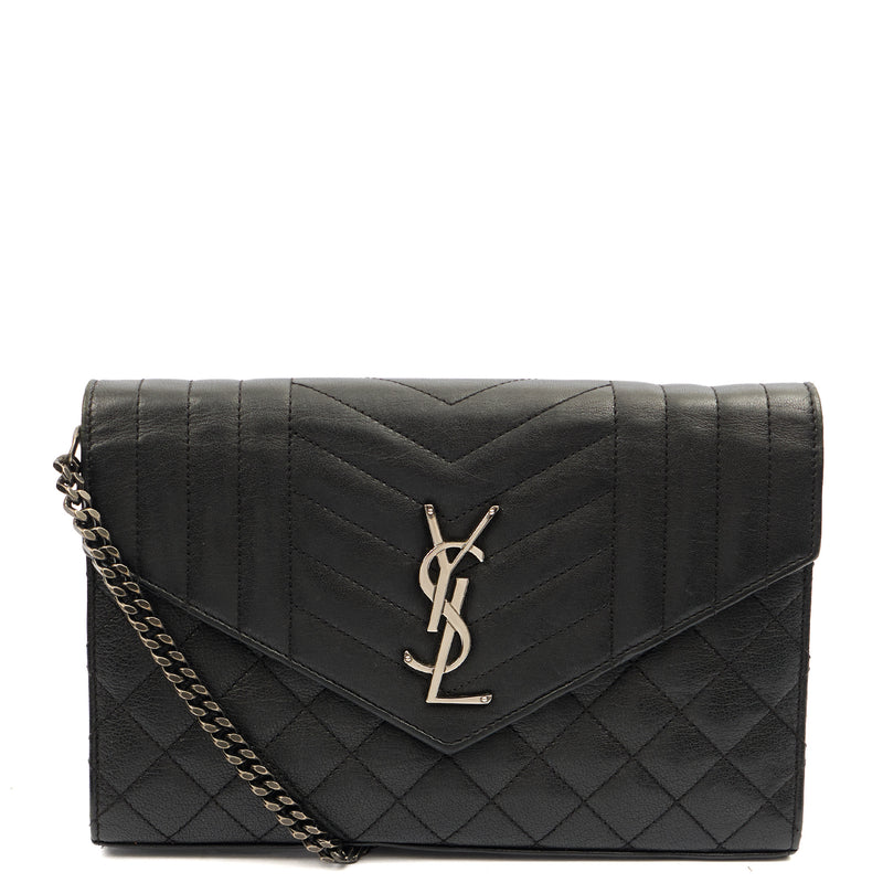 Picture of Saint Laurent Cross Body Envelope Shoulder Bag - Small in Black, Leather
