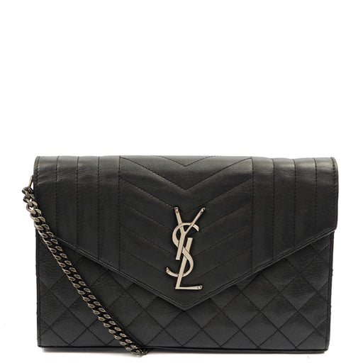 Picture of Saint Laurent Cross Body Envelope Shoulder Bag - Small in Black, Leather