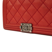 Picture of Chanel Shoulder Bag Boy - Medium in Red, Calfskin Leather