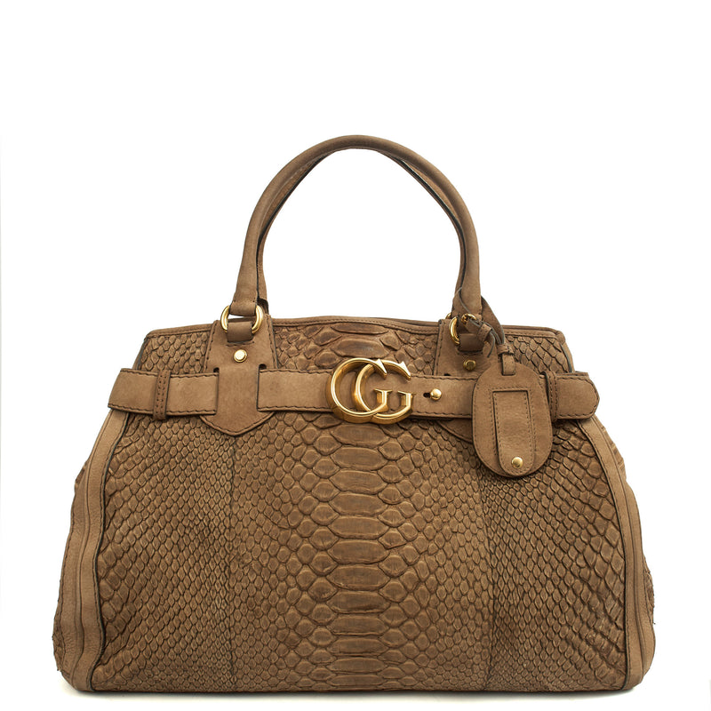 Picture of Gucci Tote GG Running Tote in Brown, Python Leather