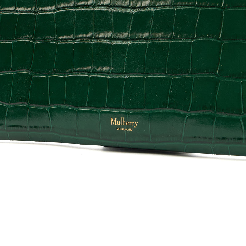 Picture of Mulberry Clutch Studded Pouch in Jungle Green, Exotic Effect Leather